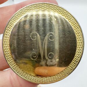 Vintage Gold Tone Round M Initial Scarf Clip Large MCM